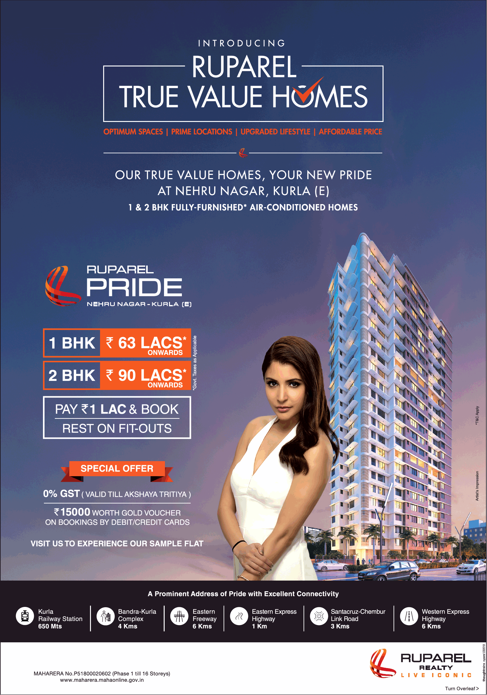 Pay only Rs. 1 lakh & book rest on fit-outs at Ruparel Pride in Mumbai Update